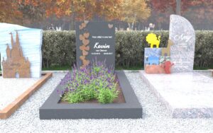 Kindergrafsteen cortenstaal hartjes