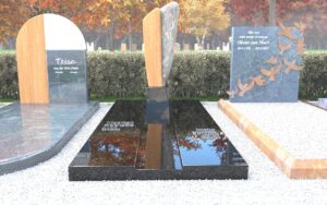 Grafmonument Beilen van Zwart graniet, eikenhout en Jurassic natuursteen