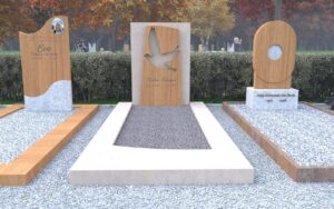 Grafmonument Harderwijk Ocean Beige en Oud Birmees Teakhout