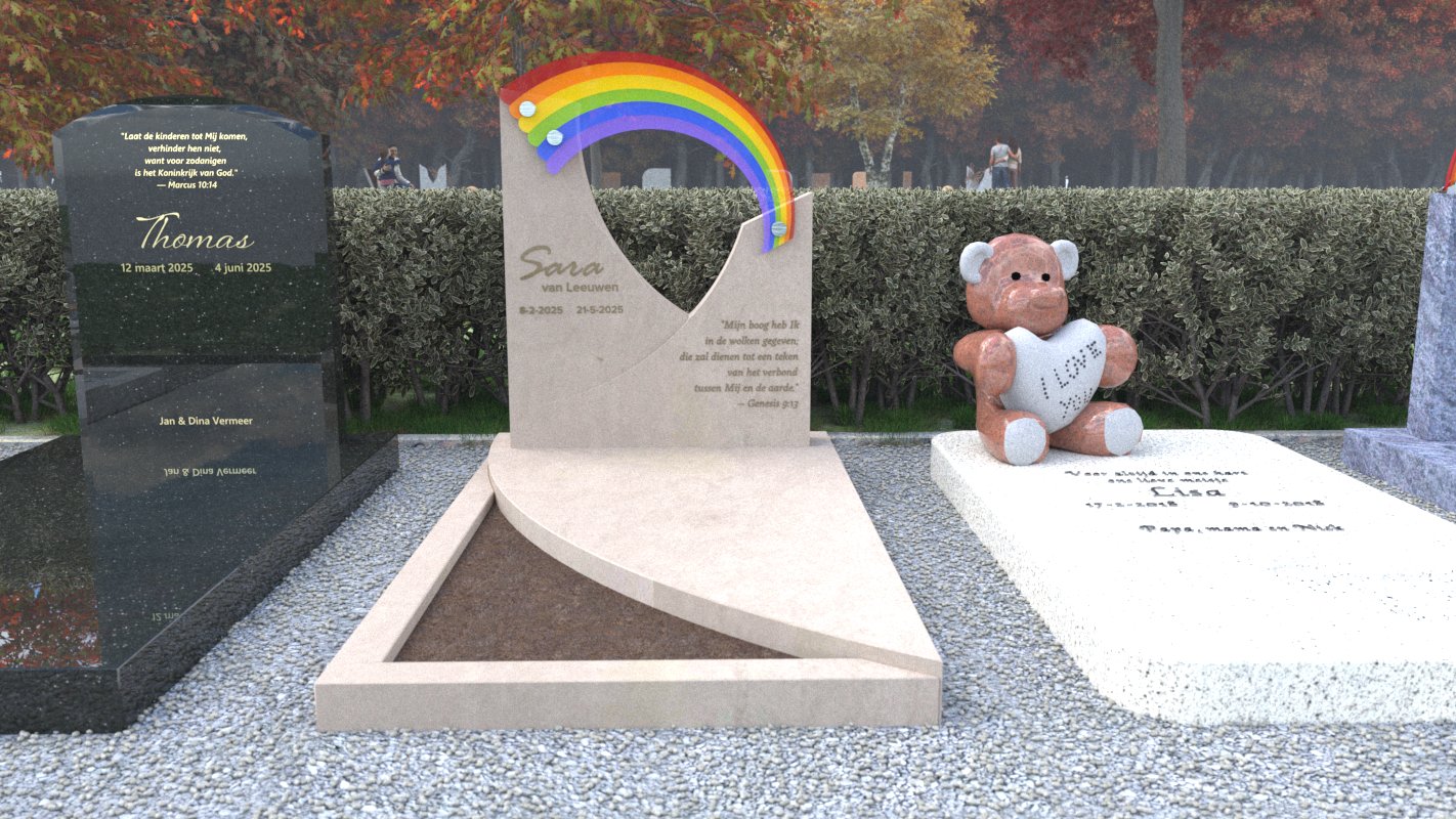 Kindergrafsteen Boog in de wolken